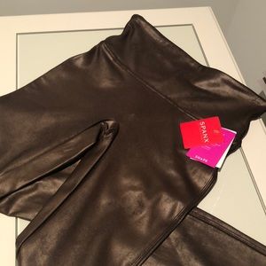 Spanx faux leather leggings - bronze